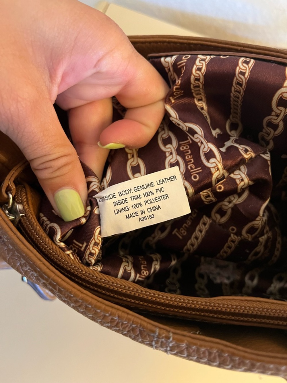 Tignanello Cognac Pebbled Leather Shoulder Bag - Picture 6 of 6